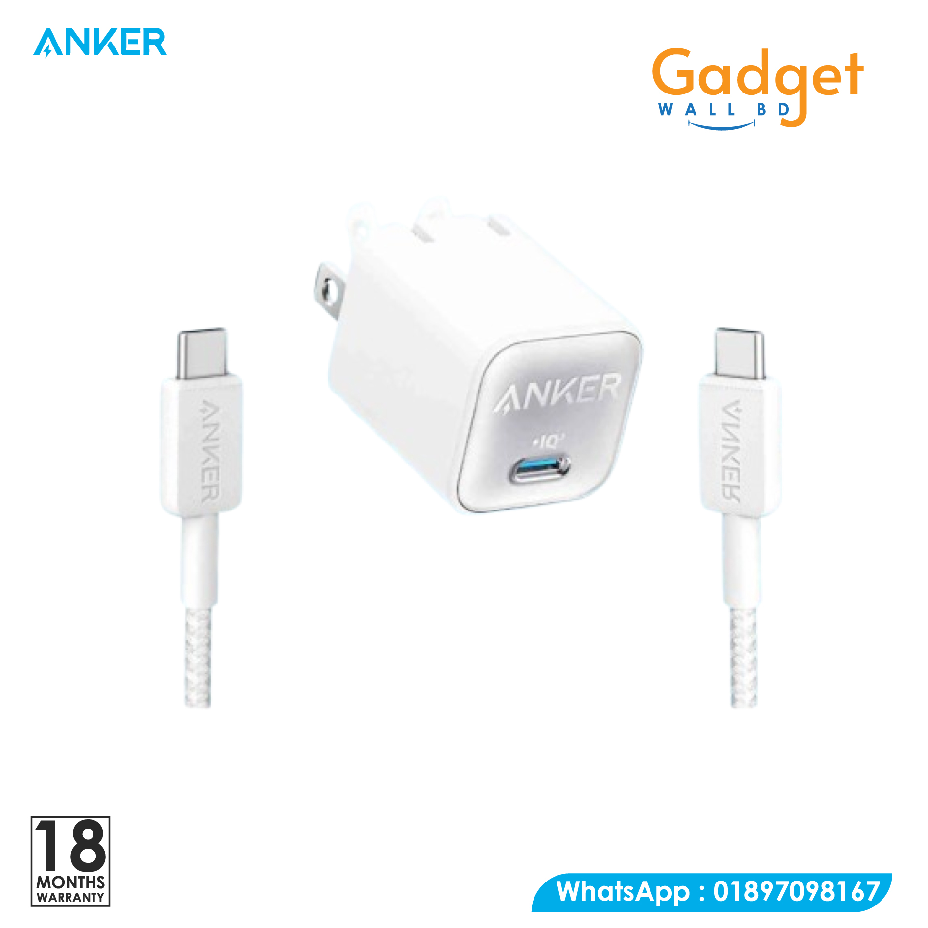 Anker Nano 3 Combo -2 (30w) For Android and iPhone 16/15 Series