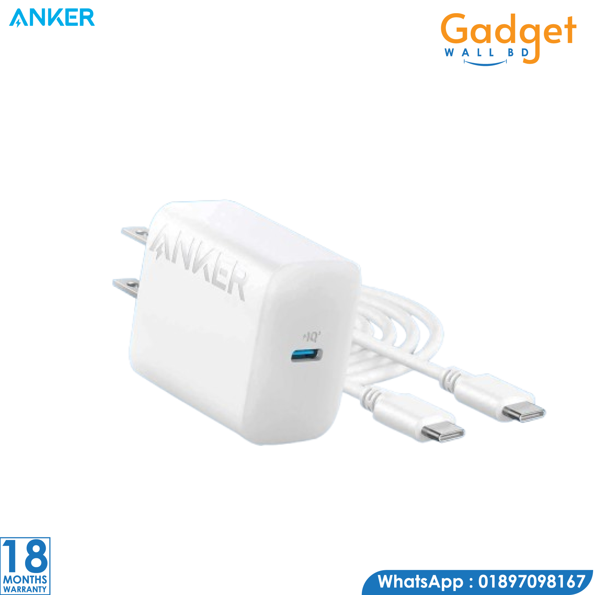 Anker 20W USB C Fast Wall Charger with Type C to C Cable