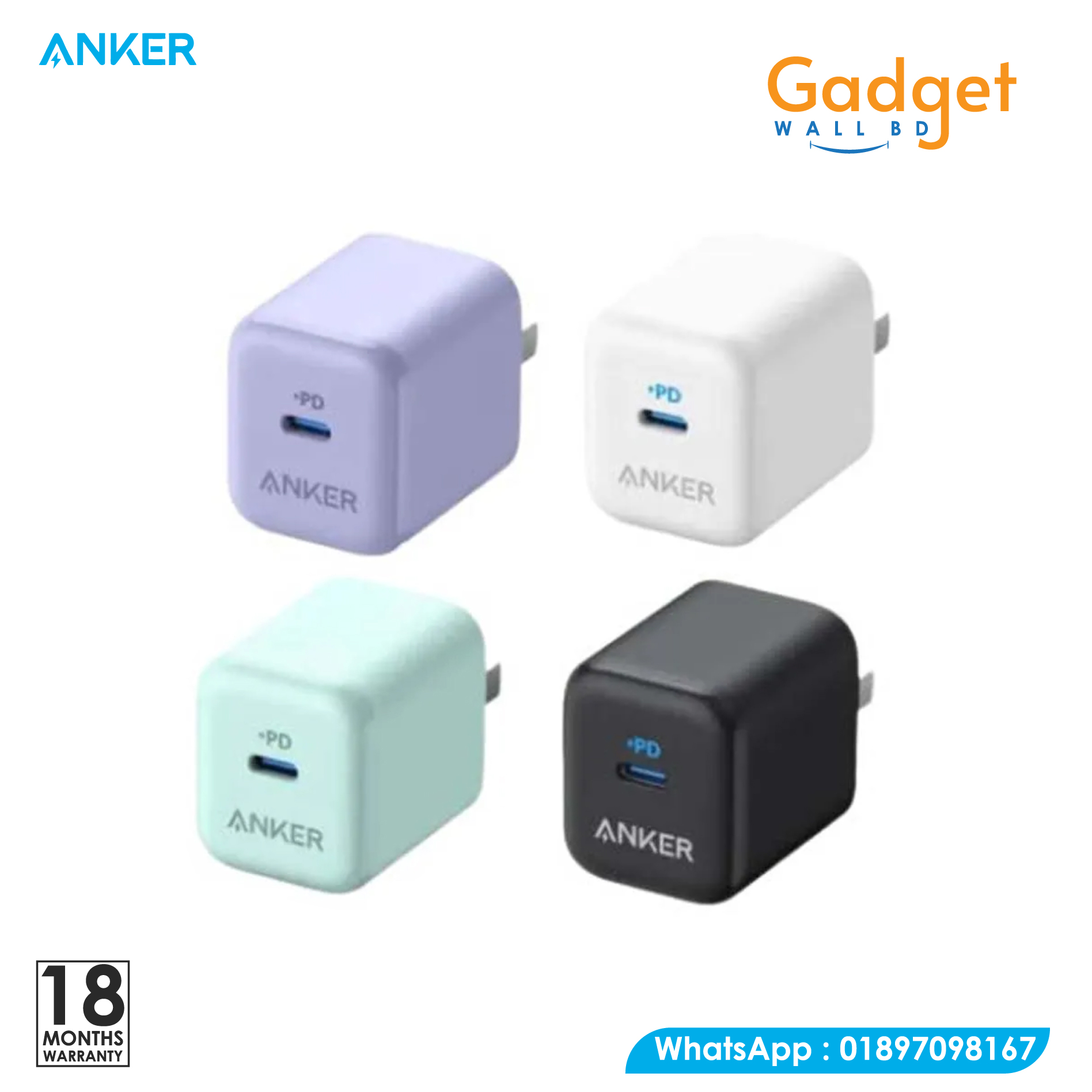 Anker 312 20W PD – For iPhone & Android Sky Blue