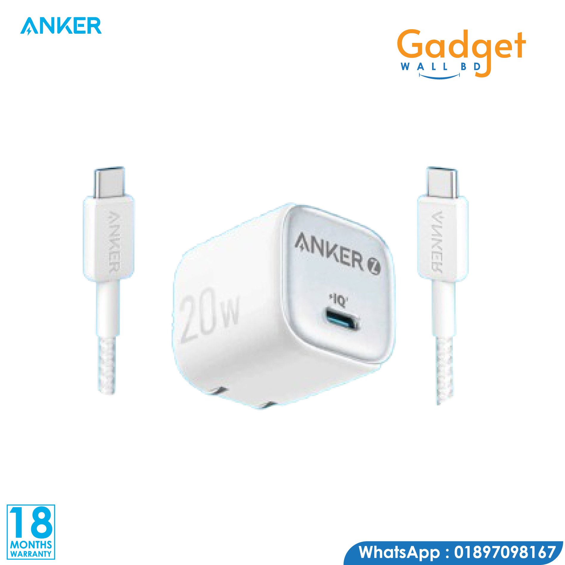 Combo Anker Zolo Charger 20W IQ & PD iPhone/Samsung/Pixel